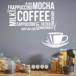 Coffee Types Food Drink Quote Custom Wall Sticker