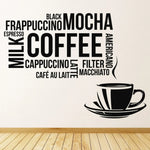 Coffee Types Food Drink Quote Custom Wall Sticker
