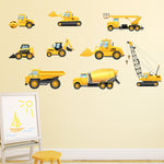 Childrens Construction Digger Custom Wall Sticker Set