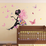 Flower Fairy & Butterfly Custom Wall Sticker Scene