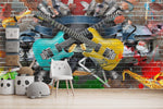Custom Guitar & Music Graffiti Art Wall Mural Wallpaper