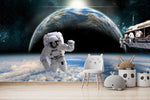 Astronaut & Planet Earth Custom Wall Mural Wallpaper